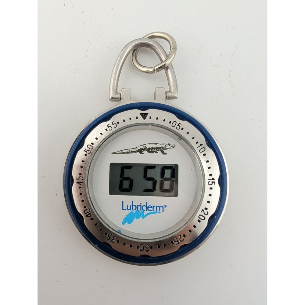 Lubriderm Digital Promotional Watch White Dial Silver 44mm Case- New Battery